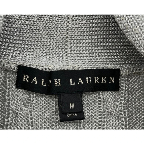 Ralph Lauren Black Label Metallic Silver Cardigan Sweater Size Medium - Picture 12 of 12